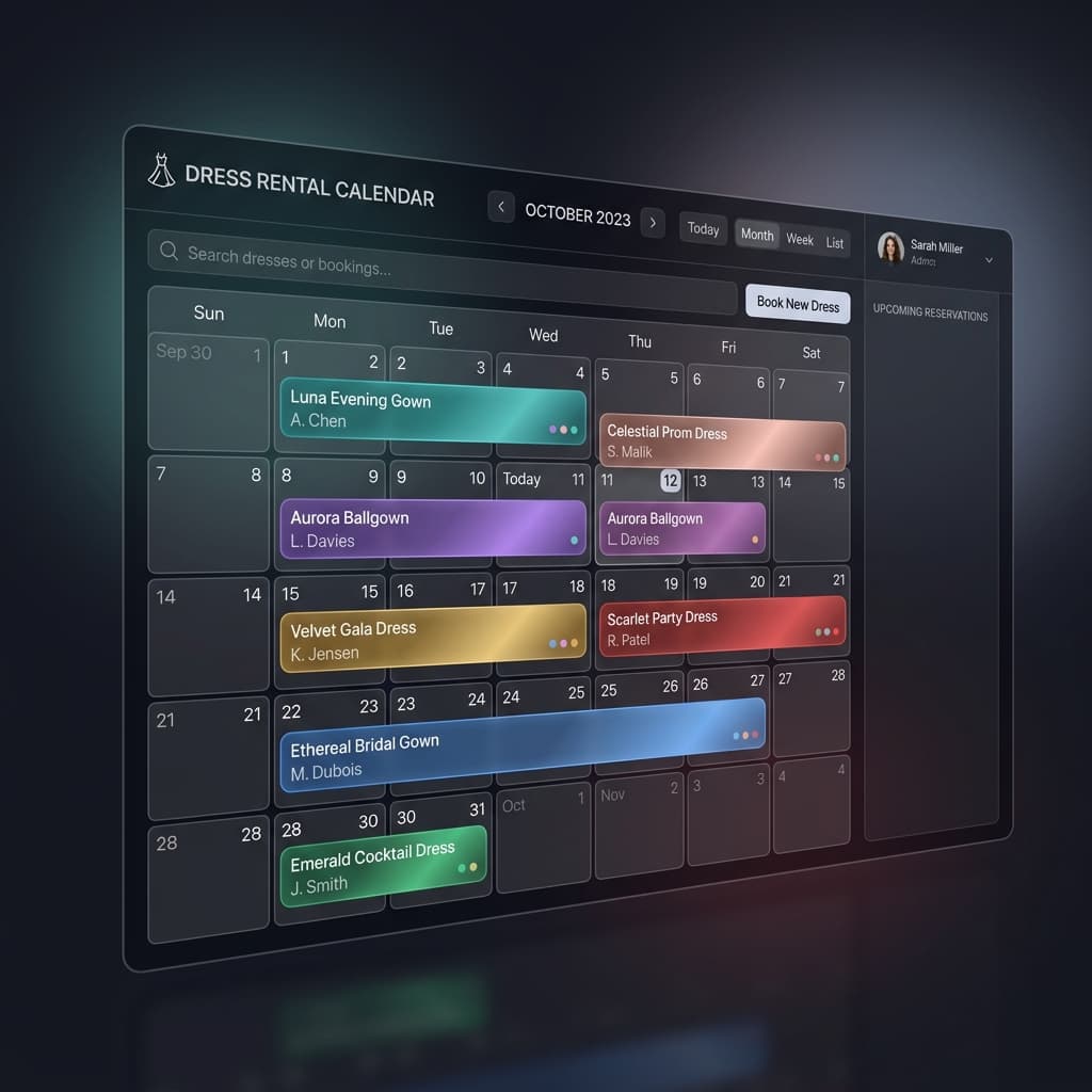 Mockup do Calendário de Aluguéis do VestSync